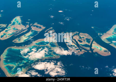 Vista aerea di Muirhead Reef. Grande Barriera Corallina. Queensland, Australia Foto Stock