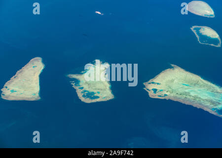 Vista aerea di Paolo Reef del gruppo di Percy di coralli. La Grande Barriera Corallina, Australia Foto Stock