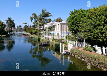 Storico Quartiere Venezia Canali, Canali di Venice Beach, Los Angeles, California, Stati Uniti d'America Foto Stock