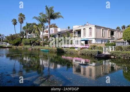 Storico Quartiere Venezia Canali, Canali di Venice Beach, Los Angeles, California, Stati Uniti d'America Foto Stock