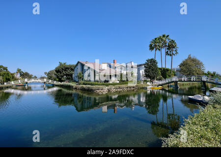 Storico Quartiere Venezia Canali, Canali di Venice Beach, Los Angeles, California, Stati Uniti d'America Foto Stock