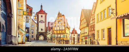 Plönlein con Siebersturm a Rothenburg ob der Tauber Germania Foto Stock