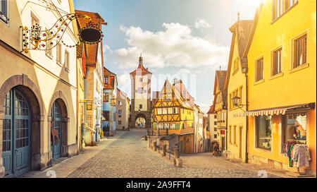 Plönlein con Siebersturm a Rothenburg ob der Tauber Germania Foto Stock