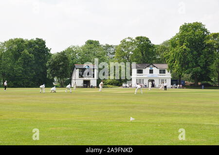Il cricket, Roberts Park, Saltaire, West Yorkshire Foto Stock