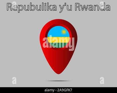 Bella bandiera nazionale della Repubblica del Ruanda . colori originali e proporzione. Semplicemente illustrazione vettoriale EPS10, da paesi flag impostato. Illustrazione Vettoriale