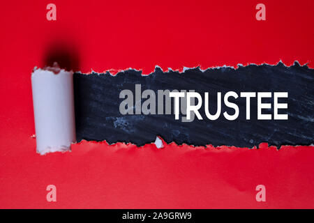 Fiduciario testo scritto in presenza di frammenti di carta Foto Stock