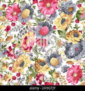 Seamless acquerello flower background di design Foto Stock