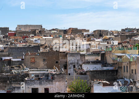 Fez, in Marocco. Il 9 novembre 2019. La vista panoramica della città vecchia Foto Stock