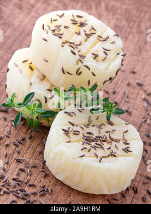 Il tedesco Harzer Formaggio e cumino Foto Stock