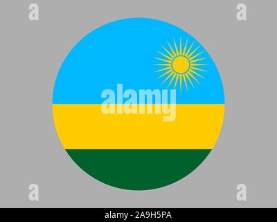 Bella bandiera nazionale della Repubblica del Ruanda . colori originali e proporzione. Semplicemente illustrazione vettoriale EPS10, da paesi flag impostato. Illustrazione Vettoriale