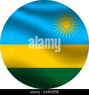 Bella bandiera nazionale della Repubblica del Ruanda . colori originali e proporzione. Semplicemente illustrazione vettoriale EPS10, da paesi flag impostato. Illustrazione Vettoriale