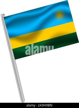 Bella bandiera nazionale della Repubblica del Ruanda . colori originali e proporzione. Semplicemente illustrazione vettoriale EPS10, da paesi flag impostato. Illustrazione Vettoriale