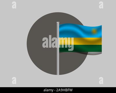 Bella bandiera nazionale della Repubblica del Ruanda . colori originali e proporzione. Semplicemente illustrazione vettoriale EPS10, da paesi flag impostato. Illustrazione Vettoriale
