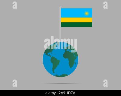 Bella bandiera nazionale della Repubblica del Ruanda . colori originali e proporzione. Semplicemente illustrazione vettoriale EPS10, da paesi flag impostato. Illustrazione Vettoriale