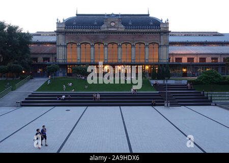 Budapest, Nyugati Pályaudvar, la Westbahnhof, la stazione ferroviaria occidentale, Eiffel 1877 Foto Stock