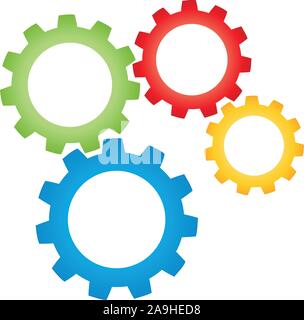 Ingranaggi, strumenti meccanici, industria, logo Illustrazione Vettoriale