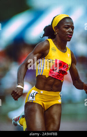 Valerie Brisco ganci competono al 1988 noi del team olimpico prove Giochi Estivi Foto Stock