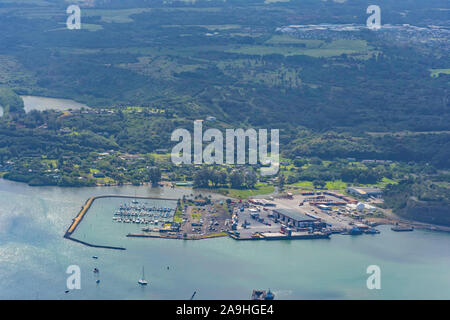 Vista aerea del porto di Nawiliwili vicino a Lihue Kauai Hawaii USA Foto Stock