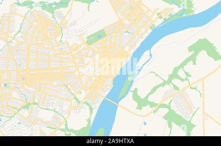 Versione stampabile cartina stradale di Boa Vista, Brasile. Mappa modello per uso aziendale. Illustrazione Vettoriale