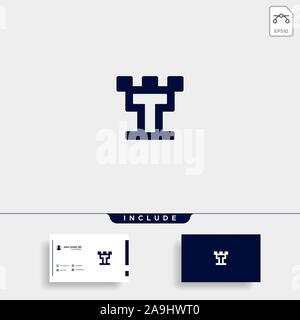 Lettera T Castle Logo Design icona Vettore Illustrazione Vettoriale