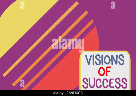 Conceptual la scrittura a mano che mostra le visioni di successo. Concetto significato chiaro risultato finale di scopo obiettivo piano di prospettiva cosmica di pianeta design pattern pap Foto Stock