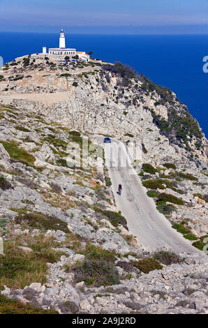 Faro di Capo Formentor, Maiorca, isole Baleari, Spagna Foto Stock