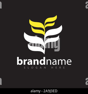 Lettera astratto al tree logo foglia vettore modello di magazzino Foto Stock