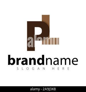 PL lettera collegata Logo modello di magazzino Foto Stock