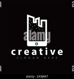 Telefono costruire città icona logo template vettoriale Foto Stock