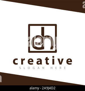 Eh lettera in piazza logo template vettoriale Foto Stock