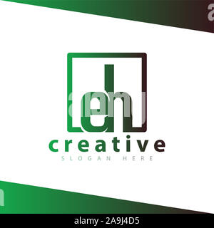 Eh lettera in piazza logo template vettoriale Foto Stock