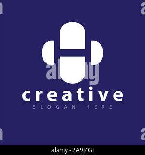 Lettera H capsule Cross Medical Logo template vettoriale Foto Stock