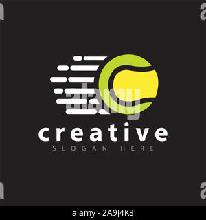 Fast palla da tennis Logo Design Vector Foto Stock
