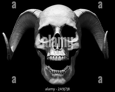 Cranio urlando illustrazione isolato in background 3D render Foto Stock