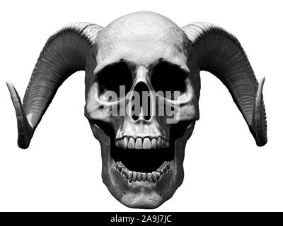 Cranio urlando illustrazione isolato in background 3D render Foto Stock