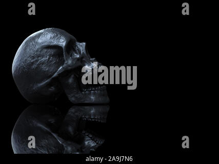 Cranio urlando isolato in sfondo nero 3D render Foto Stock