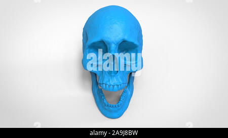 Cranio ABS 3d modello stampato sullo sfondo isolato 3D render Foto Stock