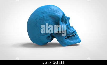 Cranio ABS 3d modello stampato sullo sfondo isolato 3D render Foto Stock