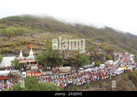 Shree Dnyaneshwar Maharaj Palki vista in immersione ghat di Pune, Maharashtra, India Foto Stock