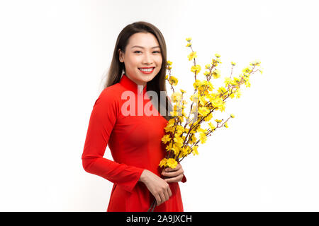 Ritratto di una donna bellissima in abito tradizionale Foto Stock