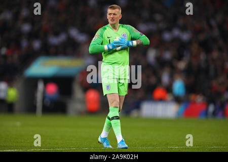 La Giordania Pickford di Inghilterra - Inghilterra v Montenegro, UEFA EURO 2020 Qualifier - Gruppo A, lo Stadio di Wembley, London, Regno Unito - 14 Novembre 2019 solo uso editoriale Foto Stock