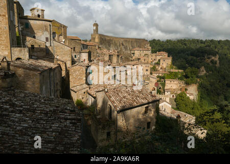 Pitigliano cittadina medievale in Toscana, Italia Foto Stock