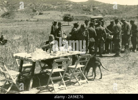 La temporizzazione del pasticcio durante la campagna albanese per la riconquista Pernet, Albania Foto Stock