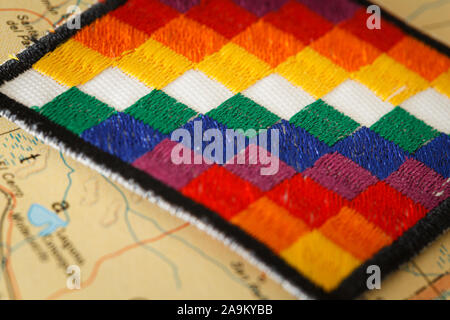 Tutti bandiera indiana sul vecchio sud america map Foto Stock