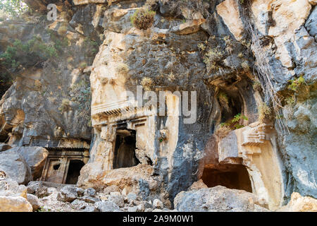 Tomba di sepoltura di una persona importante possibile antico re in Pinara, Turchia. Foto Stock