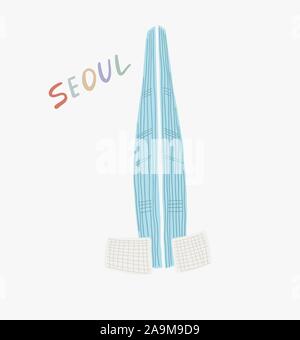 Illustrazione di Lotte World Tower - famoso edificio contemporaneo a Seul Illustrazione Vettoriale