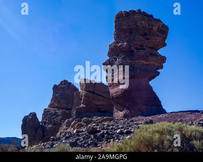 Le formazioni rocciose a Roques de Garcia nel Parco Nazionale del Teide a Tenerife, Isole Canarie, Spagna Foto Stock