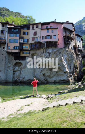 Le case sospese, Pont-en-Royans, Francia Foto Stock