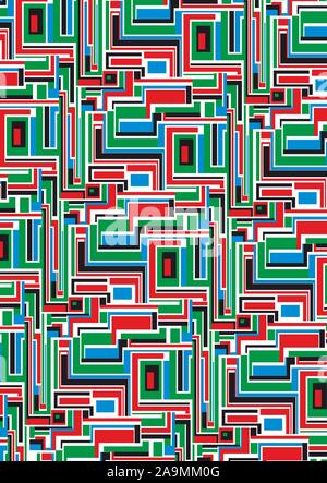 Colorato forme geometriche. Piazze, strisce - Vettore Illustrazione Vettoriale