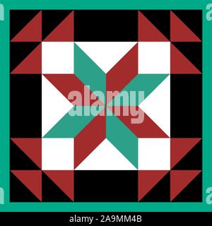 Fienile pattern quilt, Patchwork design geometrico astratto sentiero piastrellato illustrazione vettoriale Illustrazione Vettoriale